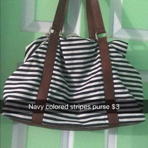 Navy striped purse